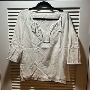Bejeweled sheer blouse in white